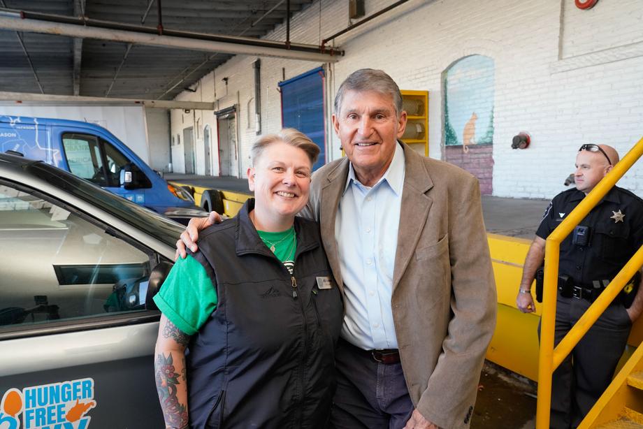 Manchin Visits Huntington’s Facing Hunger Food Bank, Jim’s Steak and Spaghetti, Marshall Football Game